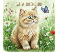 CAT SKETCH COLORING: Cat and Flower Story Coloring Book