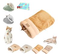 Cat Sleeping Bag, Cat Bed Cave Sleeping Bag, Sleeping Bag For Cats Soft and Comfortable Cat Bed Cave Cozy Cat Beds, Cat Winter Sleeping Bag For Cats and Small Dog (B Brown, L)