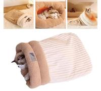 Cat Sleeping Bag, Cat Winter Sleeping Bag, Cat Sleeping Bag Bed, Cat Sleeping Bag for Indoor Cats, Sleeping Bag for Cats, 360°Wrap Comfortable Pet Snuggle Sack for Kitten Puppy (M,Off White)