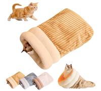 Cat Sleeping Bag, Cat Winter Sleeping Bag, Sleeping Bag for Cats, Pet Mat Warming Pad Sack, Semi-Enclosed Pet Sleeping Bed, Pet Sleeping Bag for Indoor Cats, Small Dogs (Brown, 44x37cm/17.32x14.57in)
