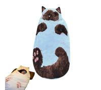 Cat Sleeping Bag,Cats Shaped Plush Floor Lounger for Adults, Plush Cat Envelope Sleeping Bag,Washable Warm Blanket for Camping,Travel,Sleepovers & Home Lounging (E)