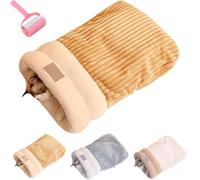 Cat Sleeping Bag,Winter Soft Cozy Plush Cat Nest,Indoor Portable Warm Cute Pet House,Semi-Enclosed Pets Snuggle Sack,Covered Cave Hideaways for Dogs Cats (Brown, M:44 * 37cm/17.3 * 14.6in)
