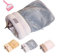Cat Sleeping Bag,Winter Soft Cozy Plush Cat Nest,Indoor Portable Warm Cute Pet House,Semi-Enclosed Pets Snuggle Sack,Covered Cave Hideaways for Dogs Cats (Gray, L:54 * 45cm/21.3 * 17.7in)