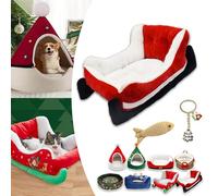 Cat Sleigh Bed, Christmas Sleigh Cat Bed with Non-Slip Bottom, Washable Christmas Dog Bed, Fuzzy Holiday Cat Bed, Keep Warm & Super Soft, Fits an 18Inch Crate, for Indoor Cats and Dogs (Black sleigh)