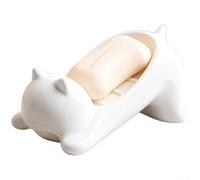 Cat Soap Dish With Drainage Plastic Holder For Bathroom | PP Plastic, Smooth Burr-free Finish, Quick Drainage Holes, Fits Standard Soaps, Compact 16.8x10x8cm Space-saving Design