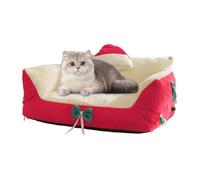 Cat Sofa, Festive Holiday Recliner With Santa Hat Design, Plush Pet Couch With Soft Padding, Comfortable Resting Spot Feature, Decorative Pet Furniture for Home Apartment Porch Balcony Play Are