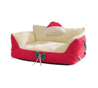 Cat Sofa - Red M Christmas Recliner Dog Couch With Santa Hat | Christmas Design Cat Couch | Comfortable Pet Sofa For Home Kitchen Bedroom Living Room Porch And Patio Play Area Indoor Relaxation