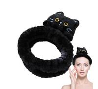 Cat Spa Headbands, Face Wash Headband 1,97 x 7,09 in Adjustable Makeup Plush Hair, Animal Skin Cares Headband, Cute Animals Hair Band for Girls, Color Black, White, Light Tan