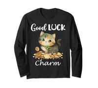 Cat St Patricks Funny Irish Lucky Cat St Paddys Good Charm Manga Larga