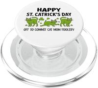 Cat St Patricks Off to Commit Cat Mom Foolery St Patrick's PopSockets PopGrip para MagSafe