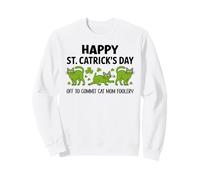 Cat St Patricks Off to Commit Cat Mom Foolery St Patrick's Sudadera