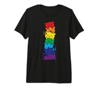 Cat Stack Rainbow Gay Pride Cute LGBT Animal Pet Lover Gift Camiseta Premium