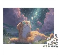 Cat Stargazing Avec Des lunettes Puzzle Défi 1000 Pièces Pour Adultes, Pet Puzzle Jeux Éducatifs, Décoration De Maison Et Cadeau Exquis 52x38cm/1000pcs