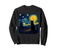Cat Starry Funny Night Cat Lover Van Gogh Cat Mom Cat Dad Sudadera