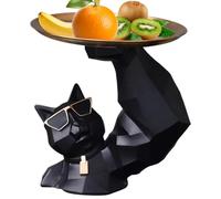 Cat Statue, Resin Kitten Sculpture, Geometric Cats Decoration, Tray Holding Figurine, Cool Tabletop Centerpiece Ornament for Living Room, Bedroom, Restaurant, Home Display, 8,86 x 6,69 x 9,45 pulgadas