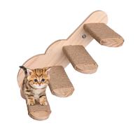 Cat Steps for Wall, Solid Wood Cat Stairway, Floating Wall-Mounted Shelves, Space-Saving Climbing Perches, Elegant Pet Furniture, (Set of 3), for Indoor Bedroom Living Room