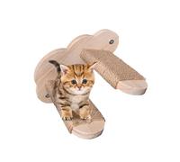 Cat Steps for Wall, Solid Wood Floating Stairway, Elegant Kitten Perches, Space-Saving Climbing Shelves, Safe Wall-Mounted Design, 1-Set Natural Finish, Interior Bedroom and Living