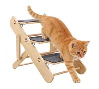Cat Steps - Wood 50 x 40 x 30 cm | Plegable 3 pasos Pet Stairs | Rampa portátil para perros y gatos para cama de escalada, sofá, sofá y silla para el hogar, sala de estar Ánd Bedroom Uso