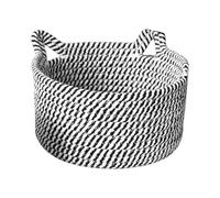 Cat Storage Basket - Rope Ears Holder, Handwoven Fabric Bin, Nursery Toy Clothes Makeup Books Towels Organizer | Usage Scenario For Bedroom Living Laundry Space Arrangement Utility Context