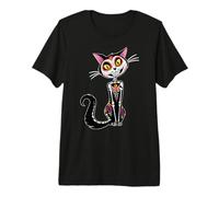 Cat Sugar Skull Dia de Los Muertos, Day of The Dead Camiseta Premium