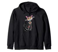 Cat Sugar Skull Dia de Los Muertos, Day of The Dead Sudadera con Capucha