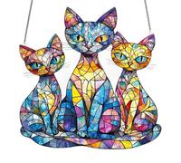 Cat Sun Catchers for Window, Flat Acrylic Sun Catcher, Colorful Cat Sun Catcher, Creative Cute Home Decor, Unique Window Wall Art Ornaments, Car Interior Accessories for Porch Indoor