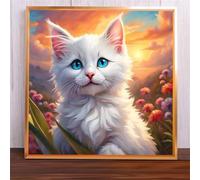 Cat Sun Flower Jigsaw Puzzle 70 Pieces 45x45cm/18x18inch, Difficult Jigsaw Puzzles for Adults 70, Beautiful Art Work, Great Festive Puzzle Gift for Men/Women