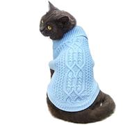 Cat Sweaters for Cats Only, Soft Knit Fall Cat Sweater, Warm Cozy Cats Clothes for Indoor Outdoor (Blue,Medium)