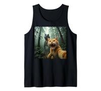 Cat T Rex Dinosaur Selfie & Humor Divertido Retro Clásico Foto. Camiseta sin Mangas