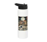 Cat T-Rex Kaiju Bloque de madera japonés Ukiyo-e Art Stainless Steel Insulated Water Bottle