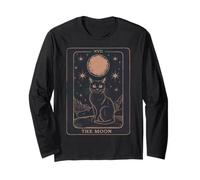 Cat Tarot Card - The Moon Vintage Style Tee Manga Larga