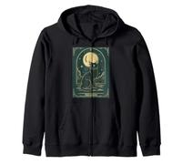 Cat Tarot Card - The Moon Vintage Style Tee Sudadera con Capucha
