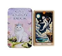 Cat Tarot Cards, Tarot Card Set with Interactive Tabletop Toy, 78 Sheets
