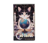 Cat Tarot Games - 78pcs English Version Tarot Oracle Deck | Clear Printed Wiccan Supplies Portable Games for Parties, Social Gatherings, Home Spiritual Meditation and Professional Feline Theme R