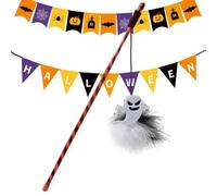 Cat Teaser Toy Halloween Kitten - Feathers and Bell Teaser Toy Stick