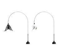 Cat Teaser Wand - FeatherSwing Play, Bell Sound Attraction, Suction Base Long Reach Toy, Elastic Interactive Kitten Hunting Training Stick For Activity Stimulation | Indoor Wall Window Play Use