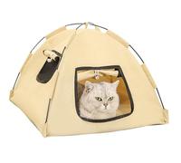 Cat Tent, Foldable Pet House, 15.75x15.75x14.96 Inches Breathable Design & Lightweight Build, Portable Small Animal Tents for Outdoor, Travel, Camping, Beach, Balcony, Patio Adventures, Summer Shelter