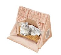 Cat Tent Indoor, Pet Bed Hut, 51x48x47cm/20.08x18.9x18.5 Inches Removable Cooling Mat, Cozy Foldable Shelter, for Kittens, Puppies, 1 Piece, Gray, Apartment, Home Use
