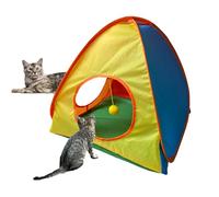 Cat Tent, Kitten Exercise Shelter, Interactive Travel Crate with Colorful Enclosure, Breathable Mesh Visibility, Pet Playhouse for Garden, Balcony, Living Room, Outdoor, Home, 19.69x18.11 Inches