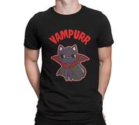 Cat The Return of Vampurr Creative Tshirt for Men Vampurr Round Collar Pure Cotton T Shirt Personalize Birthday Gifts Tops Black S