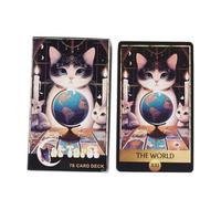 Cat Themed Oracle Deck, 78-Card Tarot Adivination Set with Coated Paper, 10,3 x 6 cm Portable Pocket Size Tarot Cards for Fate Reading Games and Spiritual Guidance on The Go