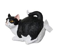 Cat Tissue Holder - Cute Resin Dispenser, Feline Paper Napkin Organizer, Weighted Base Stability, Novelty Bottom Retrieval System, Decorative Desktop Item, Ideal for Home Display