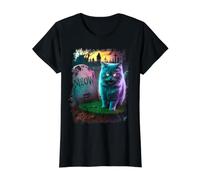 Cat Tombstone Meow Funny Kitten Cats Lover Camiseta gráfica económica, Mujer, Negro, S