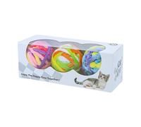 Cat Toy Balls - 3piece Colorful Cat Balls with Built-In Bells | Cats Teething Toys Kitten Ball | Soft Cats Plush Ball for Interactive Play Suitable for Câts to Play, Chew, Scratch Indoors Outdoors