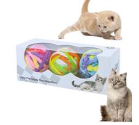 Cat Toy Balls - 3piece Colorful Cat Balls with Built-In Bells | Cats Teething Toys Kitten Ball | Soft Cats Plush Ball for Interactive Play Suitable for Câts to Play, Chew, Scratch Indoors Outdoors