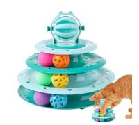 Cat Toy Roller - 23.5x20cm Wooden Cat Ball Tower Toy | 3-Level Turntable Cats Toys Balls With Six Colorful Balls Interactive Kitten Fun Mental Physical Exercise Puzzle Kitten Toys, For Kitty Exercise