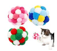 Cat Toys - 3-Piece Kitten Exercise Toy Set, Soft Fuzzy Balls with Bells for Cats, Dogs, and Puppies, for Indoor Outdoor Training, Playtime, and Stimulation, Pet Supplies for Home Garden Travel