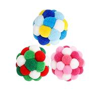 Cat Toys Balls | 3-Piece Interactive Chewing Chasing Toy - Fuzzy Balls With Bells For Cats | Fun Play Toy For Kitten, Dog, Puppy, Boredom, Ejercicio, Entrenamiento, Estimulación, Interior, Outdoor |