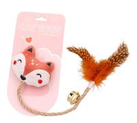 Cat Toys for Indoor Cats Teething Chew Toy Funny Bell with Feathers Interactive Plush Toy Juguete para gatos con ratón (A, talla única)