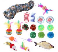 Cat Toys, Interactive Cat Toy, Cat Tunnel Toy, Outdoor Cat Toys, Colorful Interactive Cat Tunnel and Toy Set Play Funny Cat Toy Variety Pack with Cat Tunnel for Indoor and Outdoor Activities